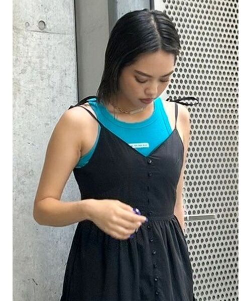 EVRIS（エヴリス） タンクトップ ノースリーブ クラッシュデザイン刺繍