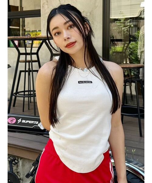 EVRIS（エヴリス） タンクトップ ノースリーブ クラッシュデザイン刺繍