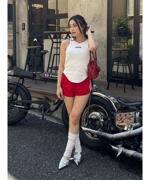 EVRIS（エヴリス） タンクトップ ノースリーブ クラッシュデザイン刺繍