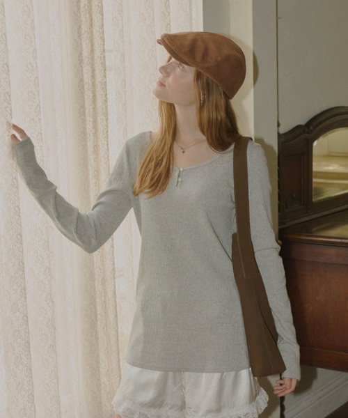 GIUNON tシャツ front button rib tops / フロントボタンリブ