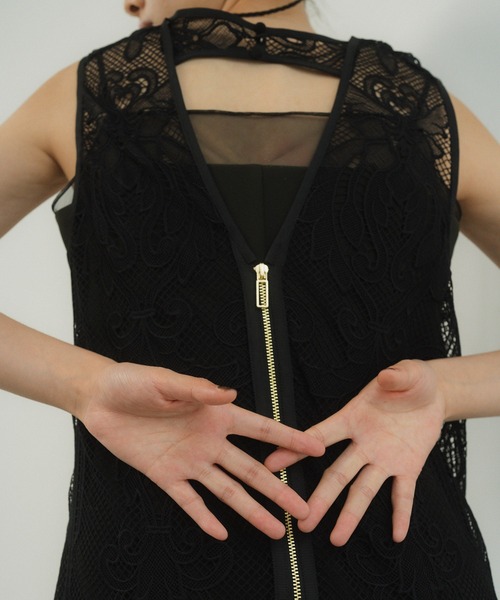 ANDRESD ドレス chemical lace zipper dress ケミカルレース