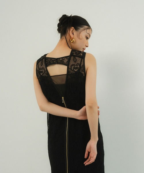 【ANDRESD】 ケミカルレースジッパードレス ANDRESD ドレス ケミカルレースジッパードレス / chemical lace zipper