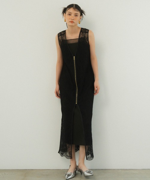 ANDRESD ドレス ケミカルレースジッパードレス / chemical lace zipper