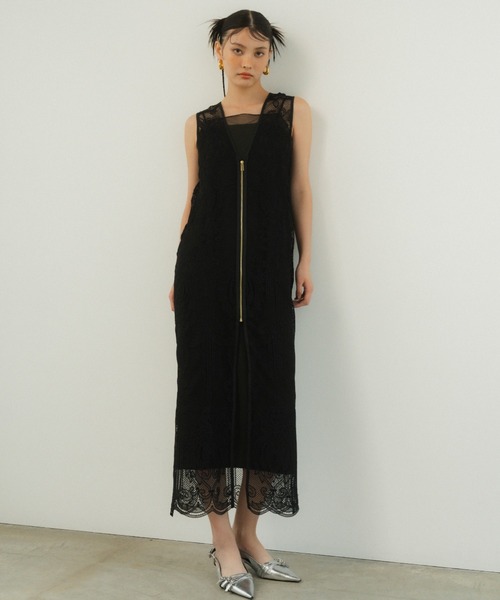 ANDRESD ドレス ケミカルレースジッパードレス / chemical lace zipper