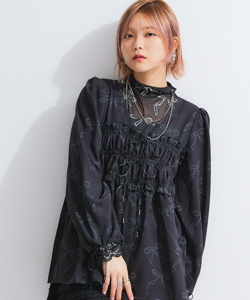 トップス Black FJ ORIGINAL PRINT NEL TTOL tシャツ オリジナルプリントシアートップス レディース