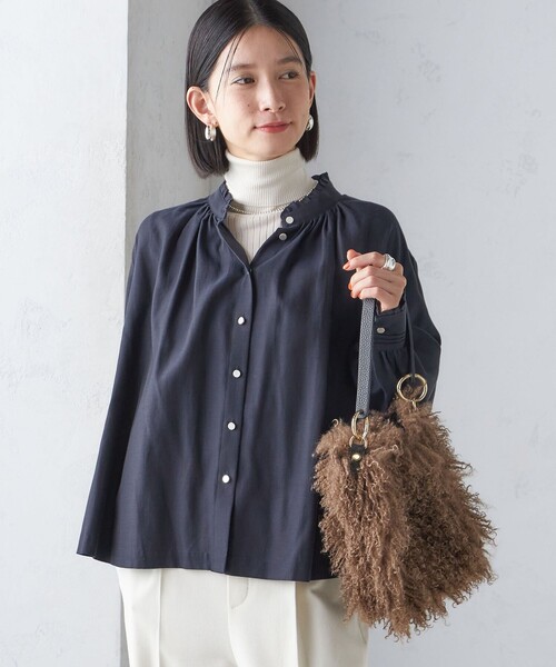 SHIPS（シップス） ブラウス シャツ 「手洗い可能」フリル ネック