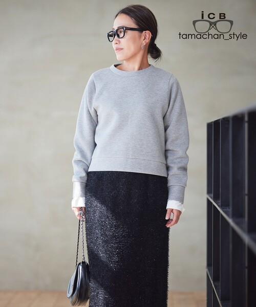 トレーナー スウェット 「ICB×tamachan_style コラボ」ラメスウェット レディース_2