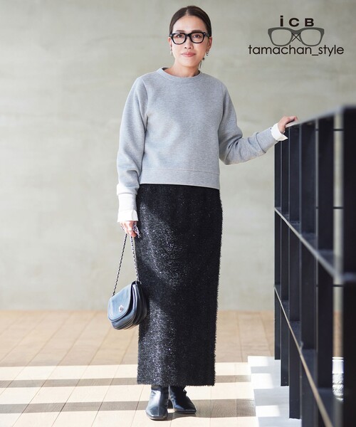 トレーナー スウェット 「ICB×tamachan_style コラボ」ラメスウェット レディース_3