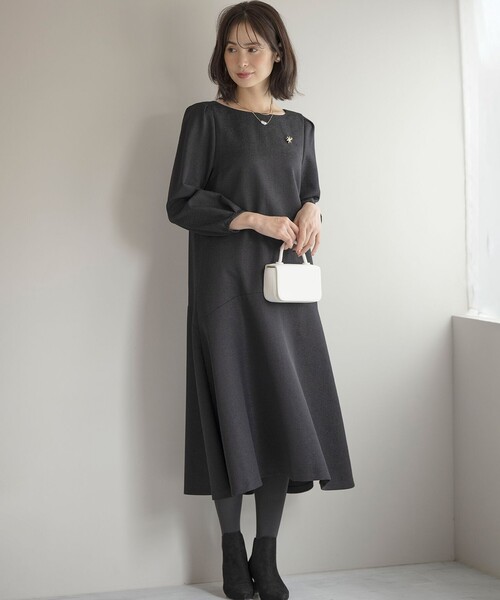 パッドin Back openボートネックワンピース　 BLACK/Sサイズ ワンピース ラメジャカード ボートネックワンピース : ZOZOTOWN Yahoo