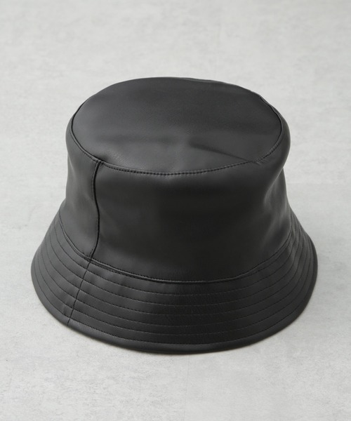 新品☆ナノユニバース ロングハット 黒58 NANO universe 帽子 ハット PENNEYS BLACK フェイクレザー