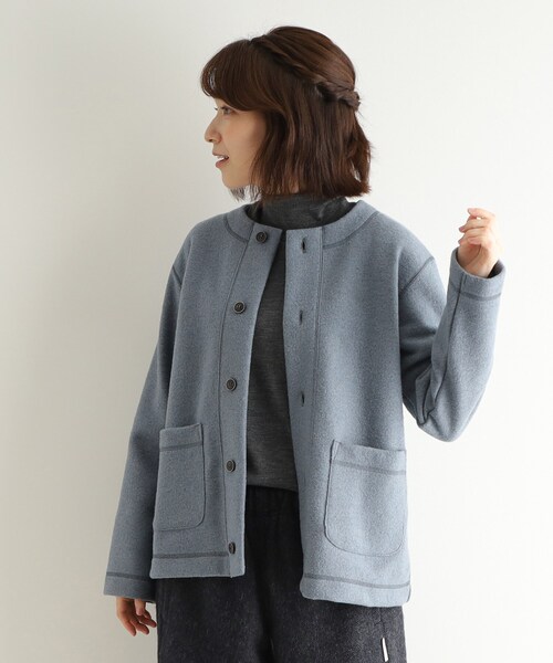 LAURA ASHLEY ジャケット ノーカラージャケット 強縮ウール混