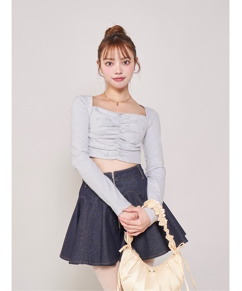 tシャツ フラワーカットトップス レディース