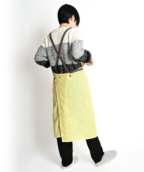 テレサ　バッククロス　Aラインコットンリネンエプロン marai（マーライ） エプロン 配色コットンリネン バッククロスエプロン
