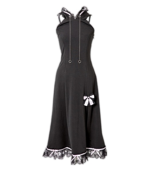 AVENCHUMU ワンピース Lace trimming hoodie sleeveless long one