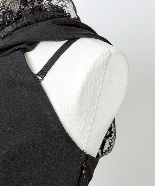 AVENCHUMU ワンピース Lace trimming hoodie sleeveless long one 