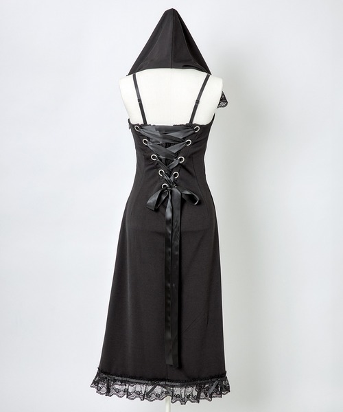 AVENCHUMU ワンピース Lace trimming hoodie sleeveless long one