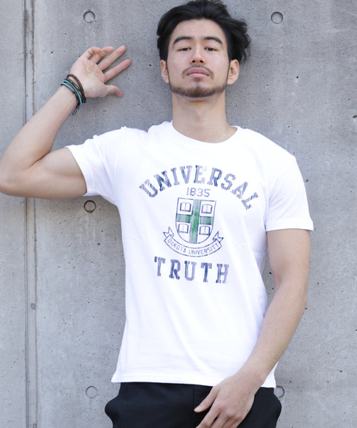 ARCADE tシャツ 夏服 アメカジ カレッジプリント リンガー 半袖T