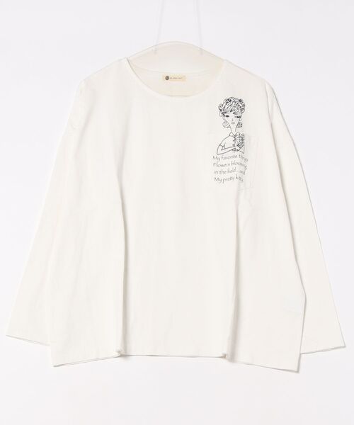 tシャツ (BD)「BARNDOOR」女の子 プリント 胸ポケット付き 長袖 Tシャツ レディース