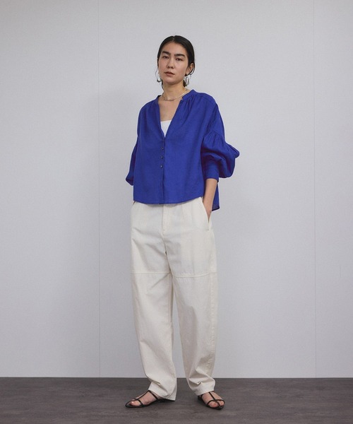 SALON adam et rope' ブラウス シャツ リネンスキッパーギャザー