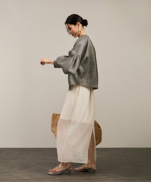 SALON adam et rope' ブラウス シャツ リネンスキッパーギャザー