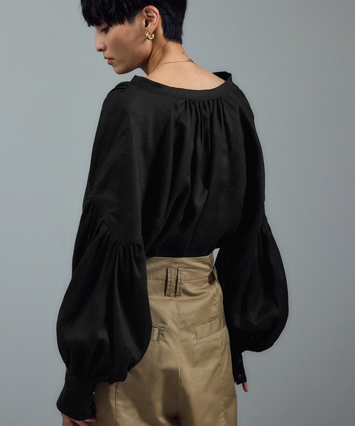 SALON adam et rope' リネンスキッパーギャザーブラウス SALON adam et rope' ブラウス シャツ リネンスキッパーギャザー