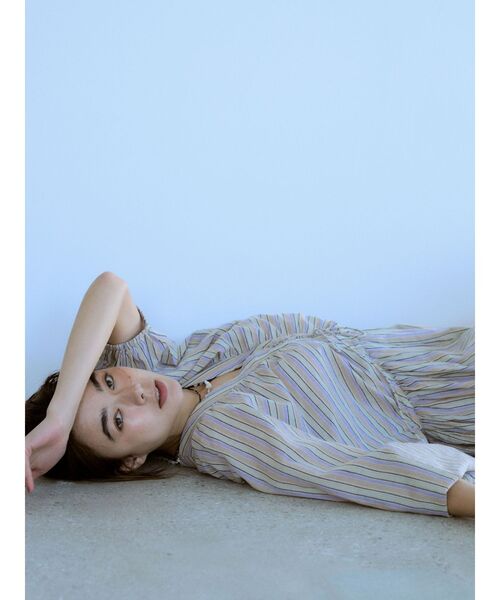 ungrid♡マルチストライプSH Ungrid（アングリッド） ワンピース スリーブボリュームマルチ