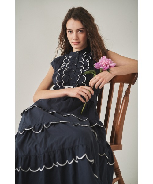 Estella.K ワンピース Bonnie Scallop Long Dress バイカラー