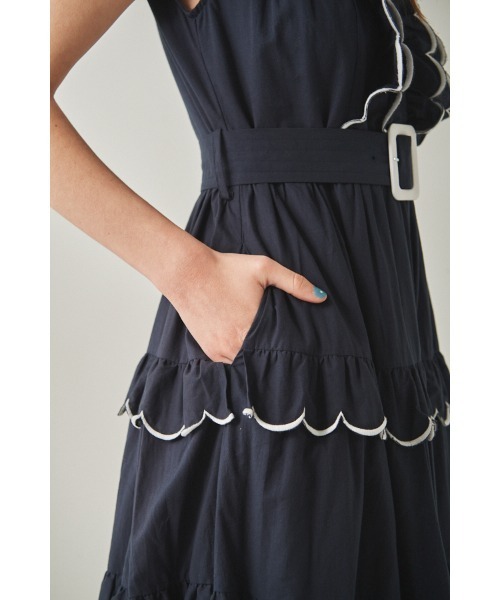 Estella.K ワンピース Bonnie Scallop Long Dress バイカラー