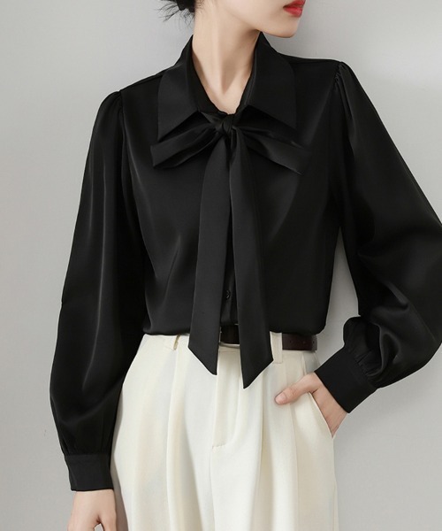 ブラウス シャツ ボウタイリボンブラウス レディース : ZOZOTOWN Yahoo