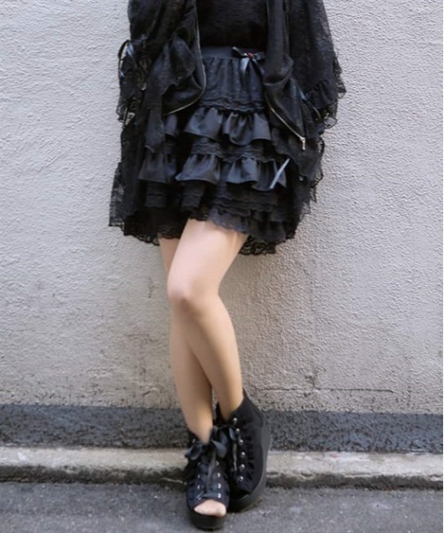 axes femme スカート フリルティアードミニスカート : ZOZOTOWN