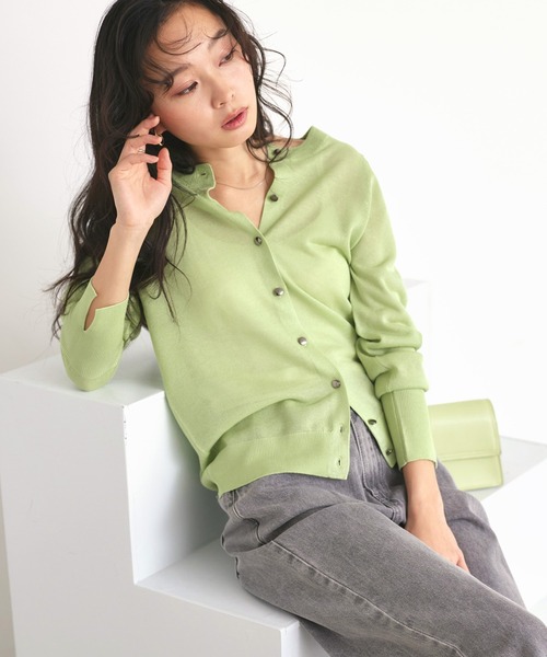 RUIRUE BOUTIQUE カーディガン 洗える ストレッチ ｜ メタル