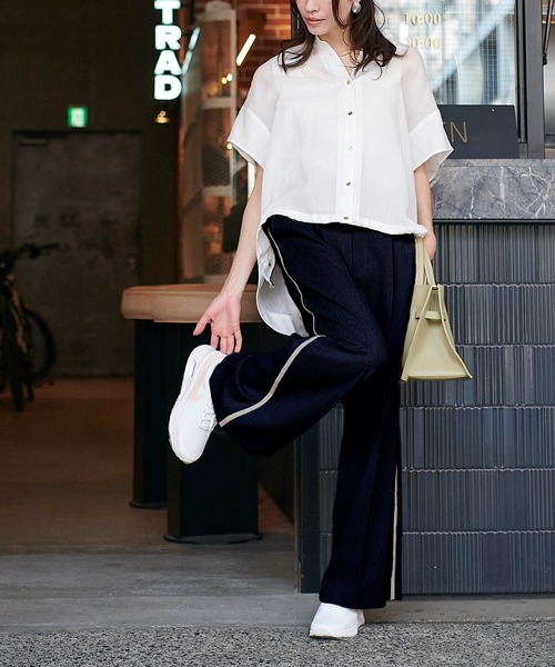 Jines（ジネス） パンツ リネンライクカルゼラインパンツ「丈別2サイズ