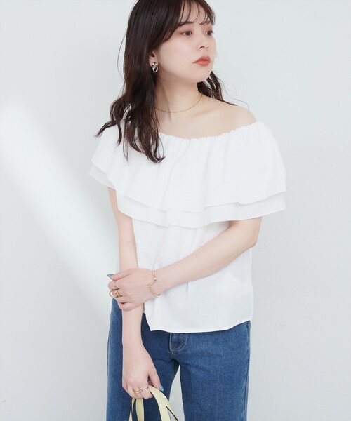 サッカーチェックラッフルブラウス サッカーチェックラッフルブラウス | NATURAL BEAUTY BASIC