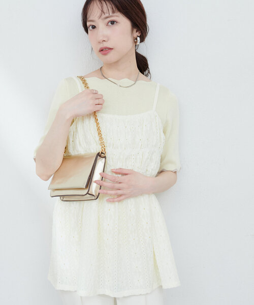 キャミソール アイレットレースシアーキャミ / Eyelet lace Sheer camisole igi キャミソール SHEER LACE CAMISOLE / シアーレース