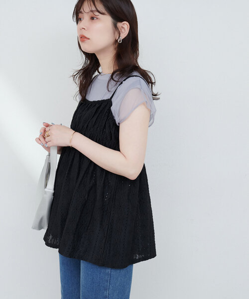 natural couture キャミソール アイレットレースキャミ