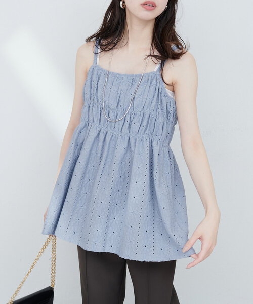 キャミソール アイレットレースシアーキャミ / Eyelet lace Sheer camisole igi キャミソール SHEER LACE CAMISOLE / シアーレース