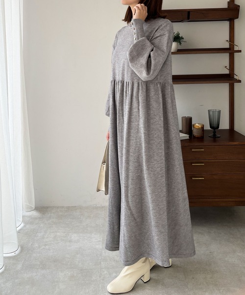 「GeeRA」 「swingby」ニットワンピース LARGE 杢グレー レディース_画像6