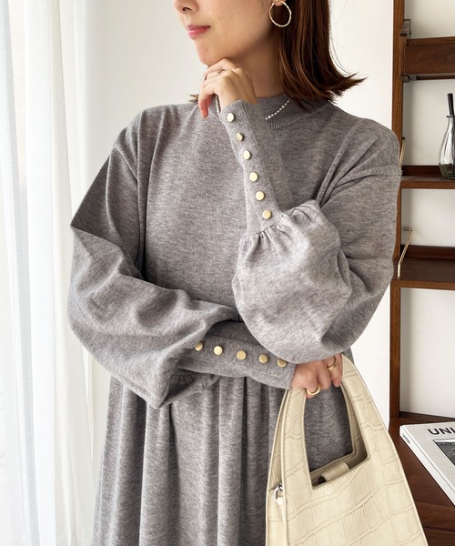 「GeeRA」 「swingby」ニットワンピース LARGE 杢グレー レディース_画像8