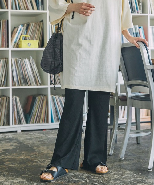 新品　リブフレアパンツ XTFTP02H3 リブ ストレッチ スリット入り フレアパンツ