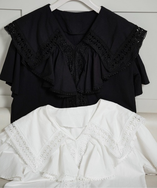 lawgy ブラウス シャツ lace big collar blouse / レースビッグ
