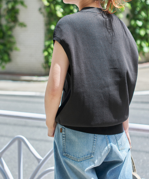 スピックアンドスパン　ネイビー Vネックニットベスト　ジレ　ミニワンピ スピックアンドスパン ネイビー Vネックニットベスト ジレ