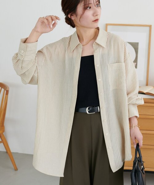 Discoat（ディスコート） ブラウス シャツ 配色ストライプシャツ