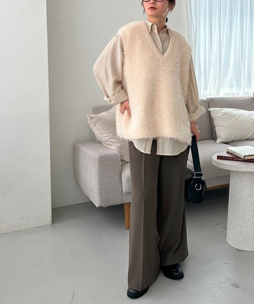 Discoat（ディスコート） ブラウス シャツ 配色ストライプシャツ