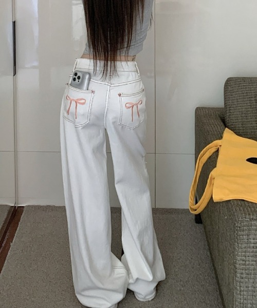 deres Lily/silk denim pantsホワイト　サイズ2ユーズド FREE STYLISTS ワイドパンツ ジーンズ デニム デニムパンツ YUGA_YGMC