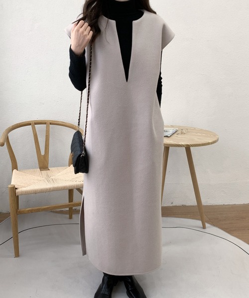 「ECLIN」 ノースリーブワンピース FREE ブラック レディース_画像4