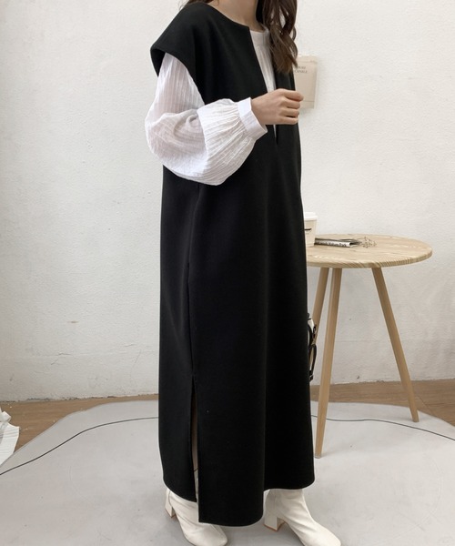 「ECLIN」 ノースリーブワンピース FREE ブラック レディース_画像9