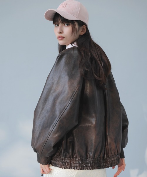 VIS（ビス） ブルゾン アウター 合皮＆スエードライクジップアップ