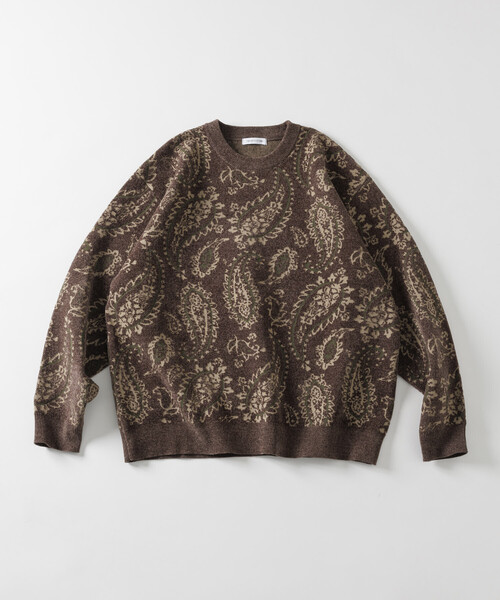 【美品】ETRO ペイズリー 総柄 長袖 ニット セーター M ベージュ系 美品】ETRO ペイズリー 総柄 長袖 ニット セーター M ベージュ系