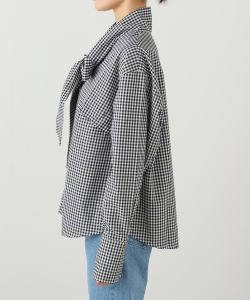 ブラウス シャツ PROVOKE/プロヴォーク ギンガムボウタイシャツ PV