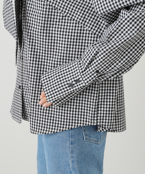 ブラウス シャツ PROVOKE/プロヴォーク ギンガムボウタイシャツ PV